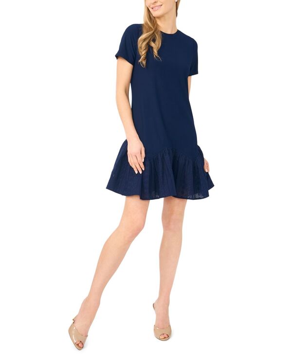 セセ レディース トップス ワンピース クルーネック ミニ 半袖 CeCe Women'short-Sleeve Crewneck Mini Dress Classic Navy ネイビー｜ReVida 店 28,980円