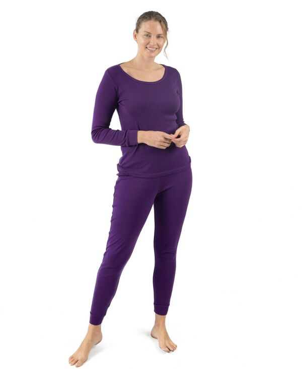 レベレット レディース アンダーウェア ナイトウェア パンツ シャツ コットン Leveret Women's Matching Family Two Piece Cotton Long Sleeve Shirt and Pantsolid Color Pajamas Dark purple パープル|ReVida 店