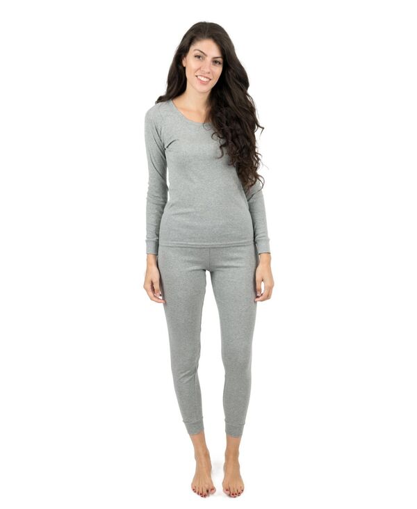レベレット レディース アンダーウェア ナイトウェア パンツ シャツ コットン Leveret Women's Matching Family Two Piece Cotton Long Sleeve Shirt and Pantsolid Color Pajamas Light grey グレー｜ReVida 店