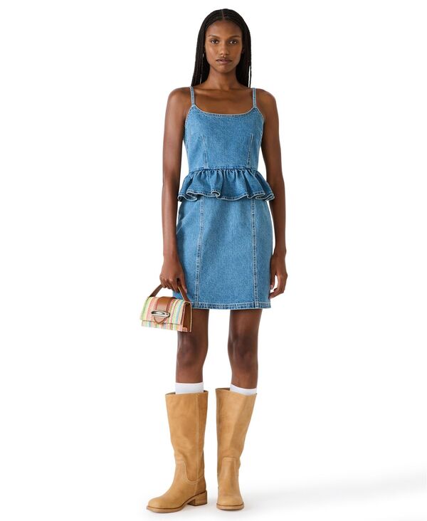 スティーブ マデン レディース トップス ワンピース ノースリーブ Steve Madden Women's Giselia Sleevelesscoop Neck Dress Marina Wash｜ReVida 店