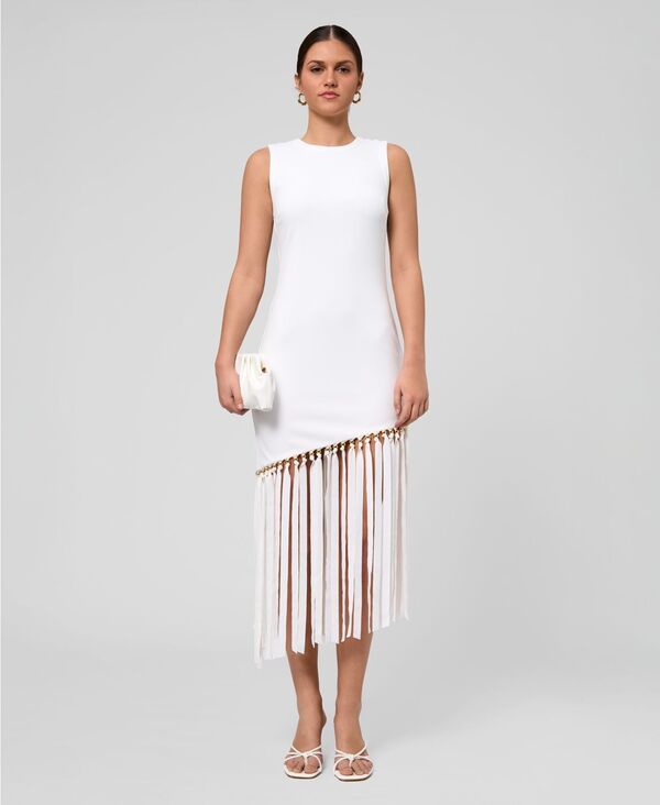 レイチェル ロイ レディース トップス ワンピース クルーネック ミディ フリンジ RACHEL Roy Women's Catalina Fringe Crewneck Midi Dress White ホワイト｜ReVida 店