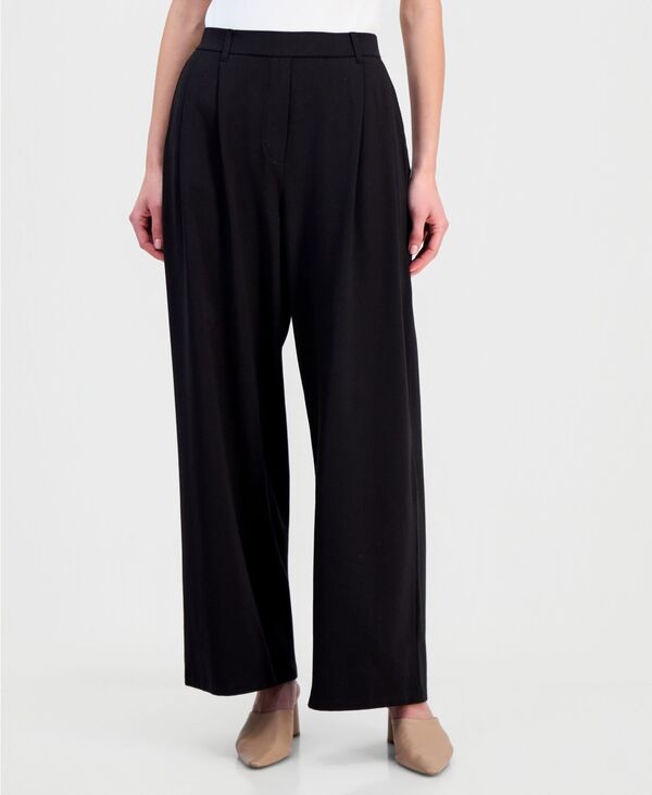 エイリーンフィッシャー レディース ボトムス カジュアルパンツ プラスサイズ ハイウエスト Eileen Fisher Women's High-Waist Wide-Leg Pants Regular & Plus Black ブラック｜ReVida 店