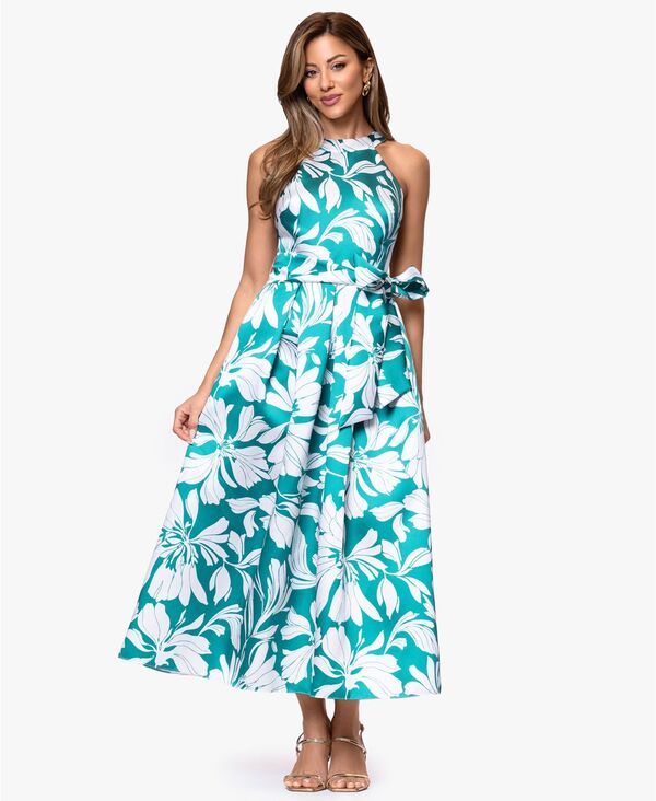 ベッツィアンドアダム レディース トップス ワンピース プリント ホルター Betsy & Adam Women's Printed Halter Neck Dress Aqua/White ホワイト｜ReVida 店