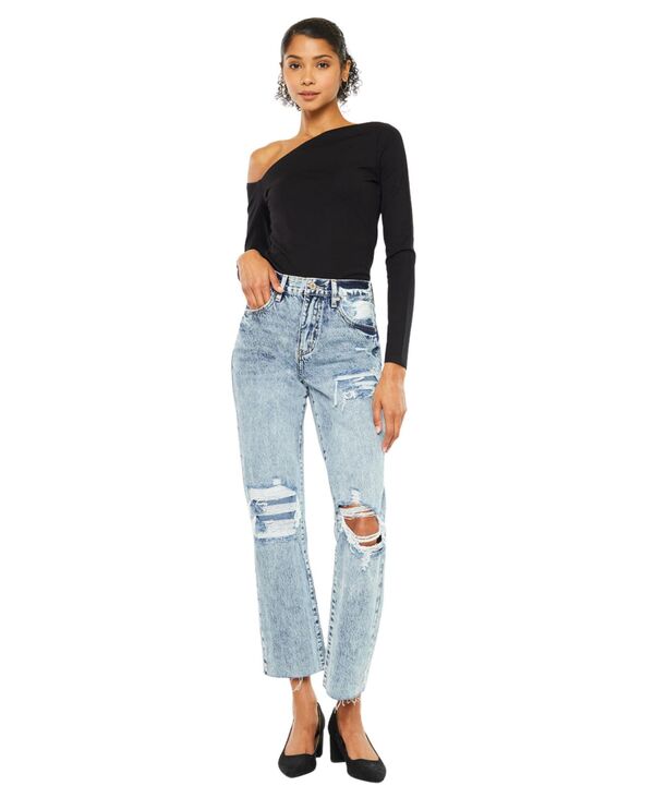 カンクン レディース ボトムス デニムパンツ ジーンズ KanCan Women's Chesney High-Rise Straight Jeans Light/Pastel Blue ブルー｜ReVida 店