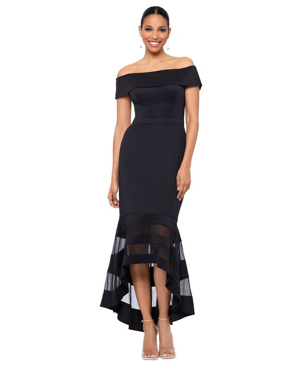 エスケープ レディース トップス ワンピース XSCAPE Women's Illusion High-Low Fit & Flare Dress Black ブラック｜ReVida 店