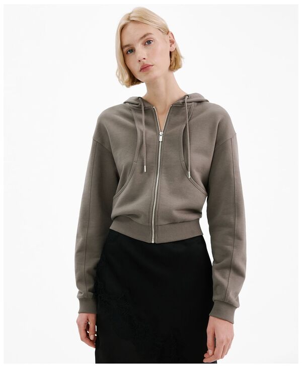 マンゴ レディース アウター パーカー・スウェット コントラスト MANGO Women's Contrast Seam Hoodie Gray グレー｜ReVida 店