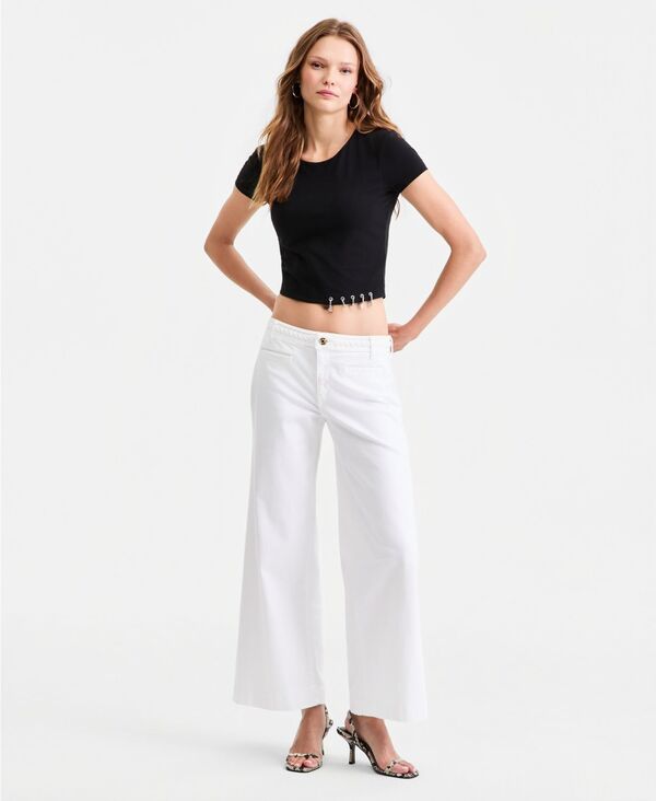 ゲス レディース ボトムス 心地よいズボン下 GUESS Women\u0027s Zoya Crop Leg Braided Pants Pure White 白いこと