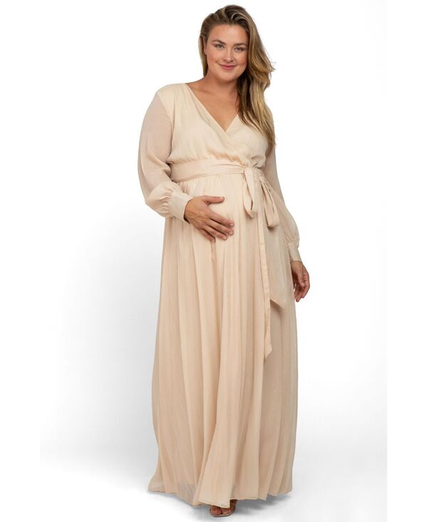 ピンクブラッシュ レディース トップス ワンピース シフォン プラスサイズ トール マキシ Pinkblush Plusize Creametallichiffon Maxi Dress Cream クリーム｜ReVida 店