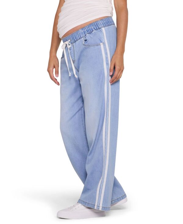 マザーフッドマタニティー レディース ボトムス カジュアルパンツ ワイドレッグ Motherhood Maternity Motherhoodrawstring Pull On Wide Leg Pant Light wash with white stripe ホワイト｜ReVida 店