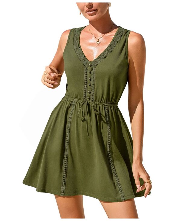 カップシー レディース トップス ワンピース ミニ Cupshe Women's Wish Me Luck Mini Beach Dress Green グリーン｜ReVida 店