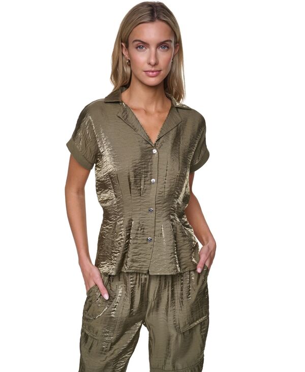 ナウティカ レディース トップス シャツ プリーツ 半袖 Nautica Women'short-Sleeve Pleated Shirt Burnt Olive オリーブ｜ReVida 店 18,706円