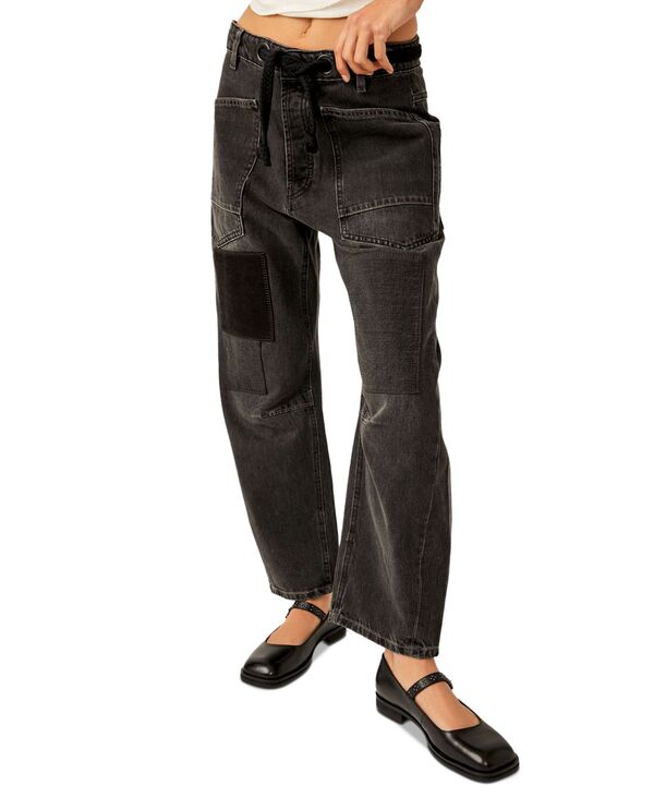 フリーピープル レディース ボトムス デニムパンツ コットン ジーンズ Free People Women's Moxie Cotton Low-Slung Barrel Jeans Night Hawk 2｜ReVida 店