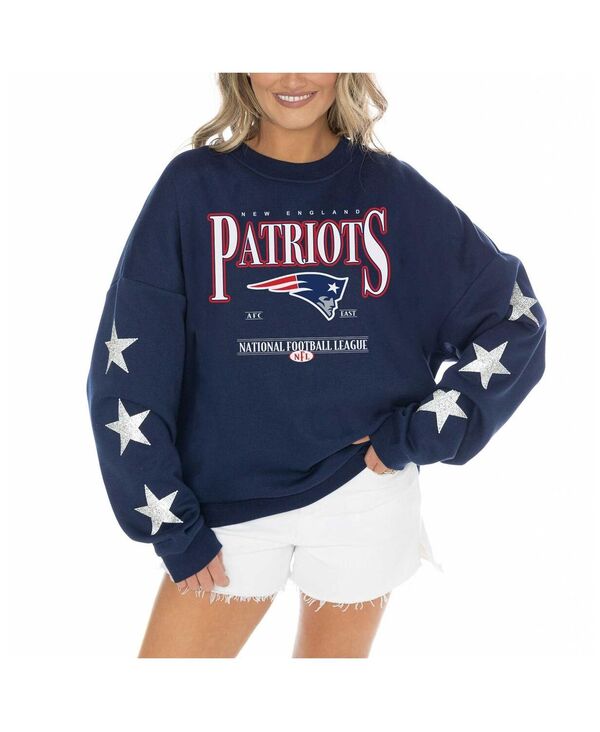 ゲームデイ・クチュール レディース アウター パーカー・スウェット Gameday Couture Women's Navy New England Patriots Rhinestone Star Sleeve Settle the Score Tri-Blend Pullover Navy ネイビー｜ReVida 店
