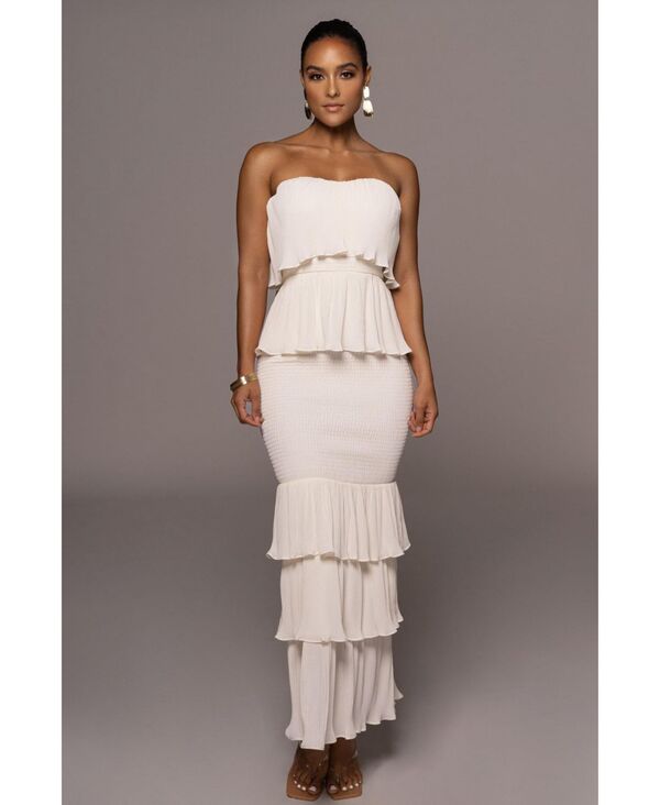 ジェイラックスレーベル レディース トップス ワンピース フリル JLUXLABEL Women\'s Casa Blanca Ruffle Dress Ivory アイボリー｜ReVida 店