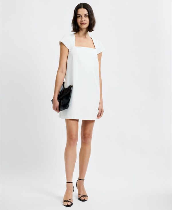 フレンチコネクション レディース トップス ワンピース ミニ キャップ French Connection Women'square Neck Whisper Cap Sleeve Shift Mini Dressummer white ホワイト｜ReVida 店