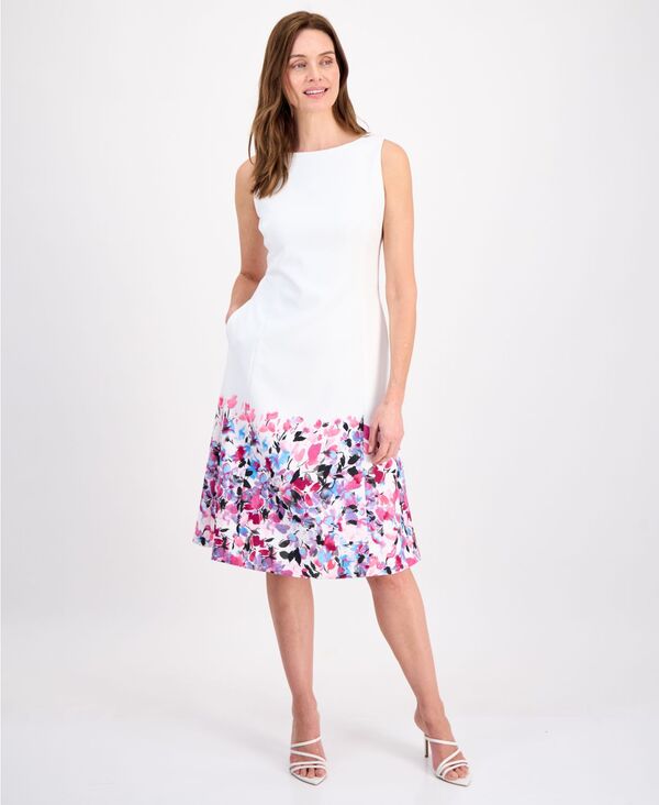 カスパール レディース トップス ワンピース フラワー柄 ミディ ノースリーブ フラワー Kasper Women'sleeveless Floral Midi Dress Lily White Multi ホワイト｜ReVida 店 17,745円