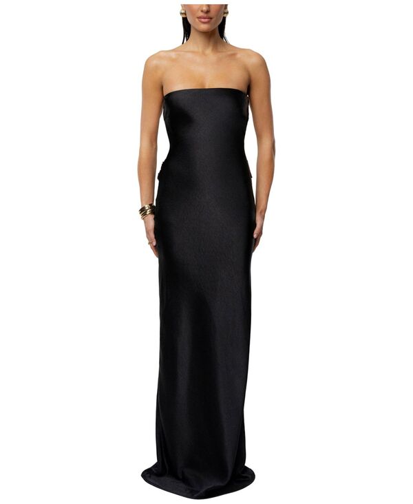 ジェイラックスレーベル レディース トップス ワンピース サテン マキシ JLUXLABEL Women's Regal Rising Satin Maxi Dress Black ブラック｜ReVida 店