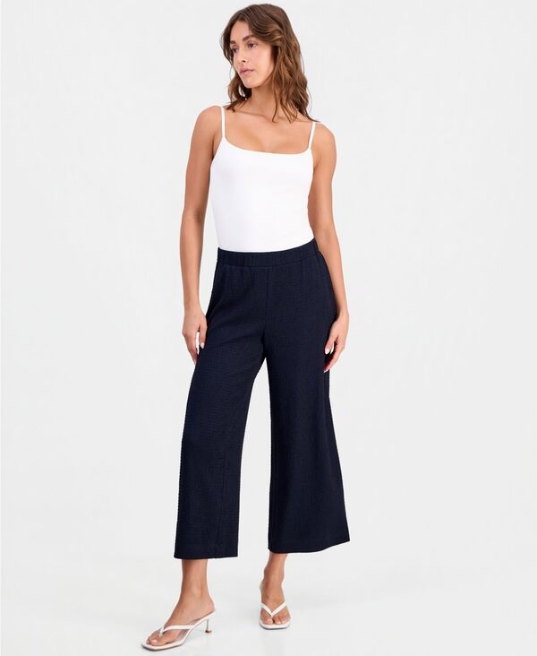 バースリー レディース ボトムス カジュアルパンツ Bar III Women's Textu red Pull-On Wide-Leg Pants Bar Navy ネイビー|ReVida 店