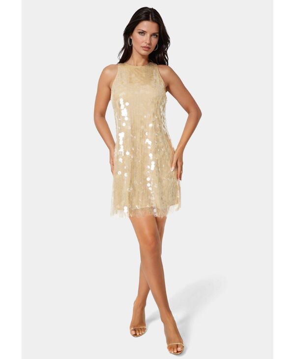 ベベ レディース トップス ワンピースパンコール Bebe Women's Clear Sequin Dress Gold ゴールド｜ReVida 店