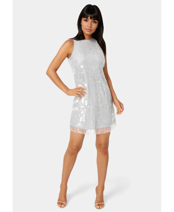 ベベ レディース トップス ワンピースパンコール Bebe Women's Clear Sequin Dres silver シルバー｜ReVida 店