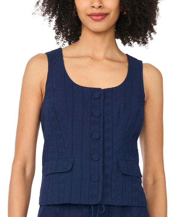 セセ レディース トップス ベスト ダウン CeCe Women'scoop Neck Button-Down Vestop Classic Navy ネイビー｜ReVida 店