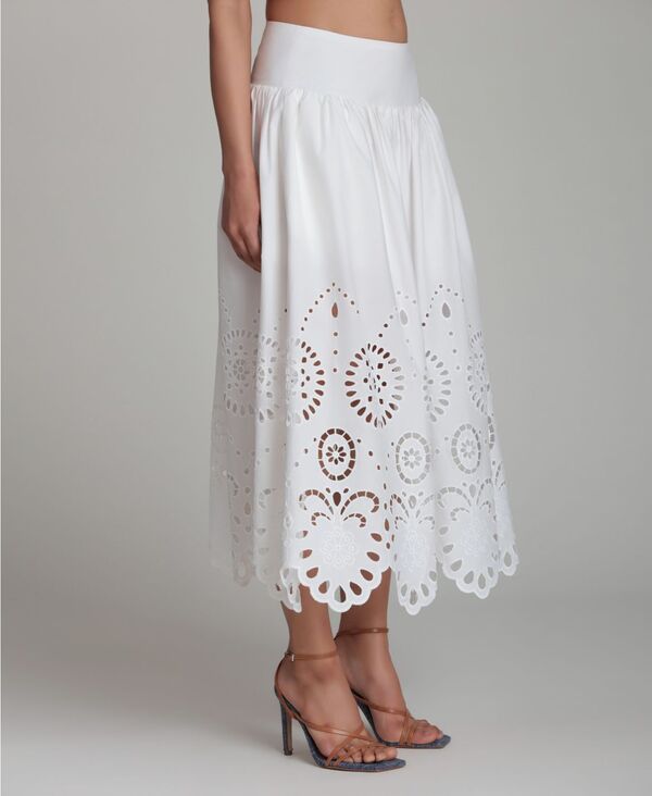 アヴェックレフィーユ レディース ボトムスカート A ライン ミディ Avec Les Filles Women's Cutwork Detail A-Line Midi Skirt White ホワイト|ReVida 店