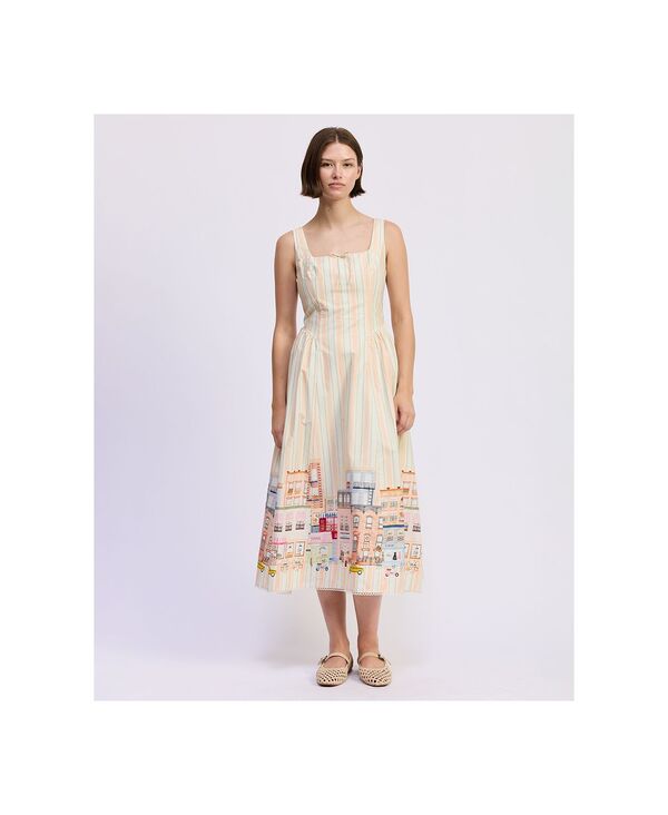 エン セゾン レディース トップス ワンピース ミディ En Saison Women'square Neck Athena Midi Dress Pink White Multi ホワイト｜ReVida 店 28,480円