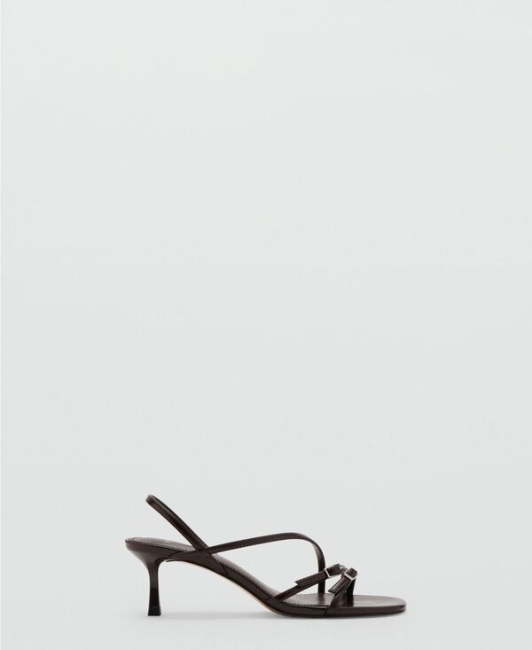 マンゴ レディース シューズ サンダル ヒール MANGO Women'straps Kitten Heel Sandals Chocolate チョコレート｜ReVida 店
