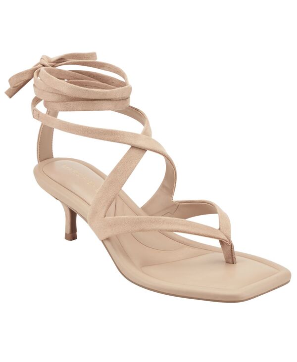 マークフィッシャー レディース シューズ サンダル アンクル ヒール Marc Fisher Women's Yoyo Strappy Ankle Wrap Kitten Heel Sandals Beige ベージュ｜ReVida 店