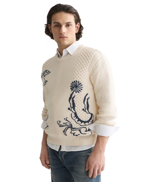 スコッチアンドソーダ メンズ アウター パーカー・スウェット セーター 刺繍 SCOTCH & SODA Men's Embroide red Pullover Sweater Eggnog｜ReVida 店