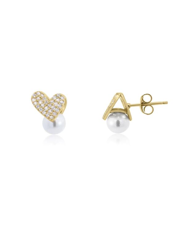 ザ・ラブリー レディース アクセサリー ピアス・イヤリング The Lovery Pearl Heart CZ Stud Earrings 14K Gold-Plated Sterling Pearl パール|ReVida 店