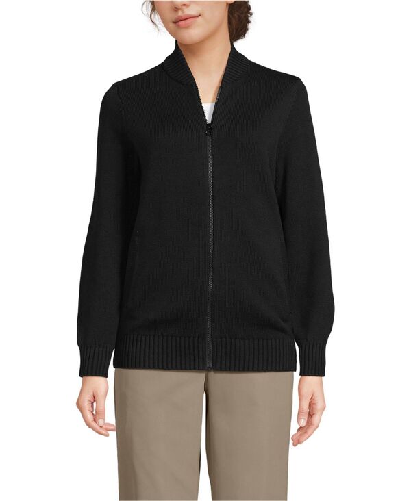 ランズエンド メンズ アウター ニット・セーター カーディガン Lands' End Men's Adult Legacy Full Zip Cardigan Black ブラック|ReVida 店