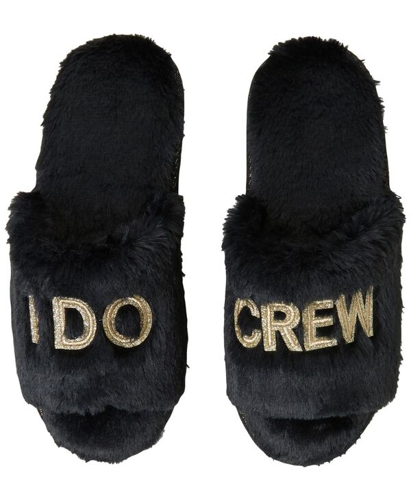 ディアフォームズ レディース シューズ サンダル Dearfoams Women's Lane Bridal I Do Fuzzy Slide Slipper Black ブラック｜ReVida 店