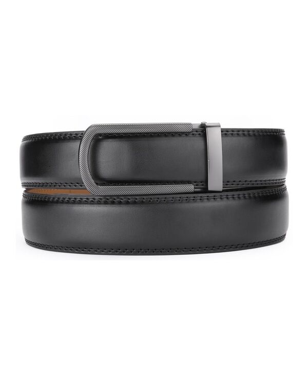 ミオマリオ メンズ アクセサリー ベルト リブ Mio Marino Men's Ribbed Metal Ratchet Belt Jet black ブラック|ReVida 店
