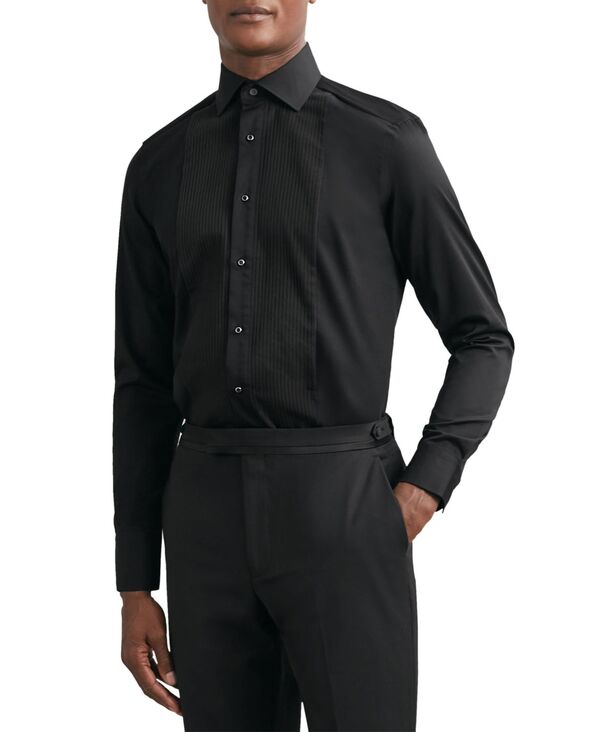 レイス メンズ トップス シャツ コットン REISS Men's Marcel Cotton Slim-Fit Dinner Shirt Black ブラック|ReVida 店