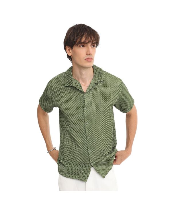 キャンパスストラ メンズ トップス シャツ Campusutra Men's Olive Green Puffy-Textu red Shirt Green グリーン｜ReVida 店 18,485円