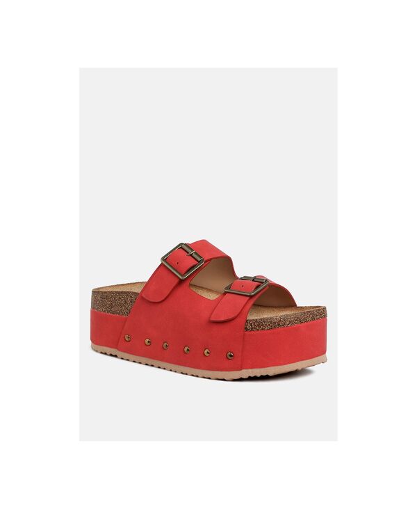 ロンドンラグ レディース シューズ パンプス レザー フェイクレザー London Rag Women's Impala Studded Faux Leather Slip Ons Red faux leather レッド|ReVida 店