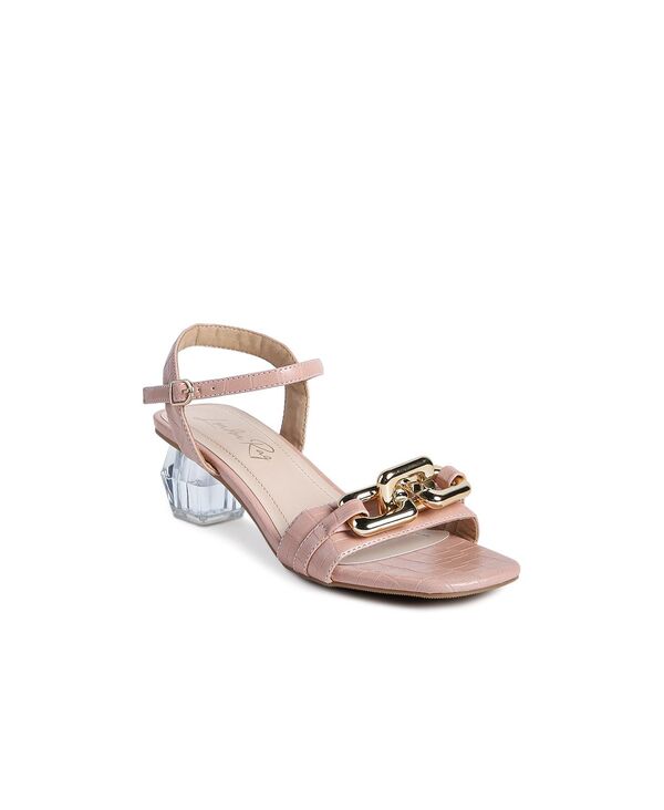 ロンドンラグ レディース シューズ サンダル ヒール London Rag Iciclear Low Heel Metal Chain Sandals Pink ピンク｜ReVida 店 11,506円