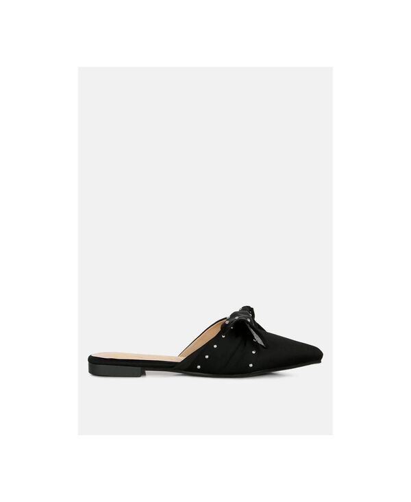 ロンドンラグ レディース シューズ サンダル London Rag makeover studded bow flat mules Black ブラック|ReVida 店