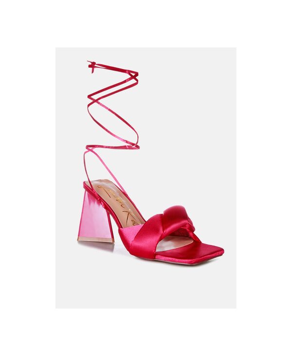ロンドンラグ レディース シューズ サンダル サテン ヒール London Rag Womens Pristine Satin Strap Triangular Block Heel Sandals Pink ピンク｜ReVida 店 10,991円