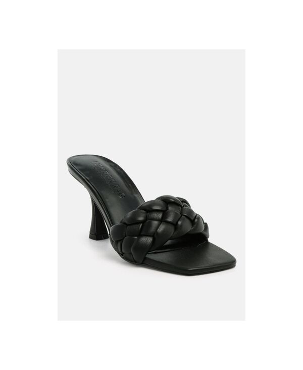 ロンドンラグ レディース シューズ サンダル ヒール London Rag Women's Woven Strap Spool Heel Sandals Black ブラック|ReVida 店