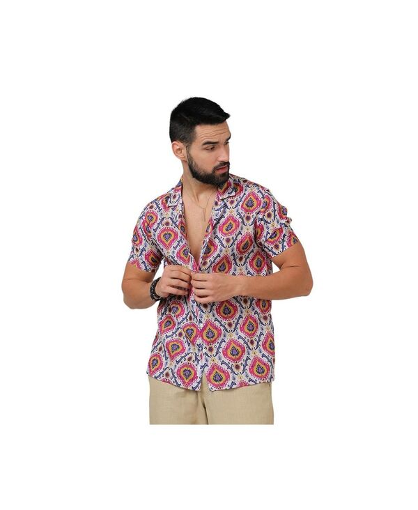 キャンパスストラ メンズ トップス シャツ Campusutra Men's Crimson Red & Ivory Whitethnic Shirt White ホワイト｜ReVida 店