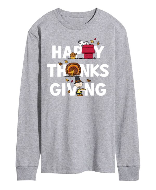 エアウェーブス メンズ トップス Tシャツ AIRWAVES Men's Peanuts Happy Thanksgiving Long Sleeve T-shirt Gray グレー｜ReVida 店