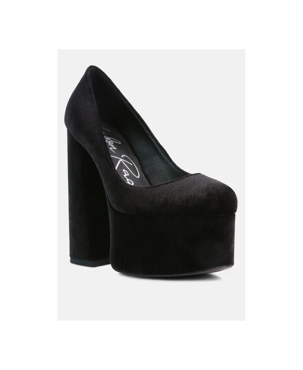 ロンドンラグ レディース シューズ パンプス プラットフォーム ベルベット ヒール London Rag Womens Old Novelty Platform Heel Velvet Pumps Black ブラック｜ReVida 店 11,610円