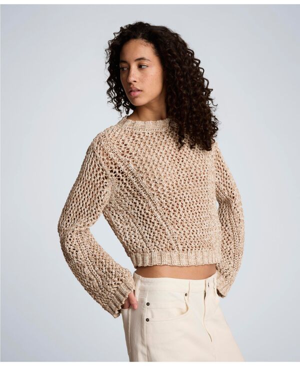 ケネスコール レディース トップス シャツ Kenneth Cole Women's Two Tone Open Stitch Pull-On Top Timeless Taupe/pure White ホワイト｜ReVida 店
