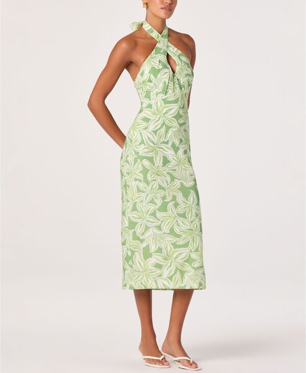 アストール レディース トップス ワンピース ミディ ホルター ASTR the Label Women's Anita Halter Neck Midi Dress Tropicalime ライム｜ReVida 店