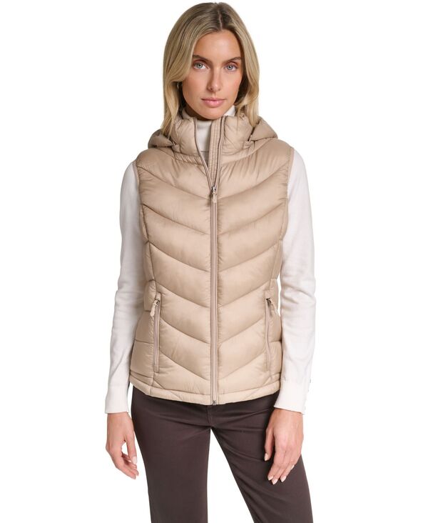 チャータークラブ レディース アウター ベスト Charter Club Women's Packable Hooded Puffer Vest Beige ベージュ｜ReVida 店