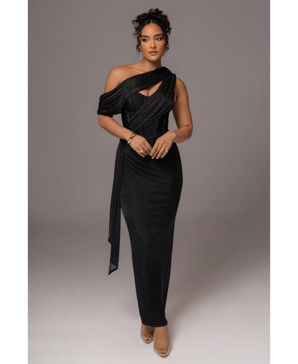 ジェイラックスレーベル レディース トップス ワンピース ドレープ トール マキシ JLUXLABEL Women's Metallicelestina Draped Maxi Dress Black ブラック｜ReVida 店