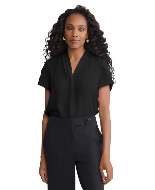 ジョーンズニューヨーク レディース トップス シャツ Vネック Jones New York Women's V-Neck Top Jones Black ブラック|ReVida 店