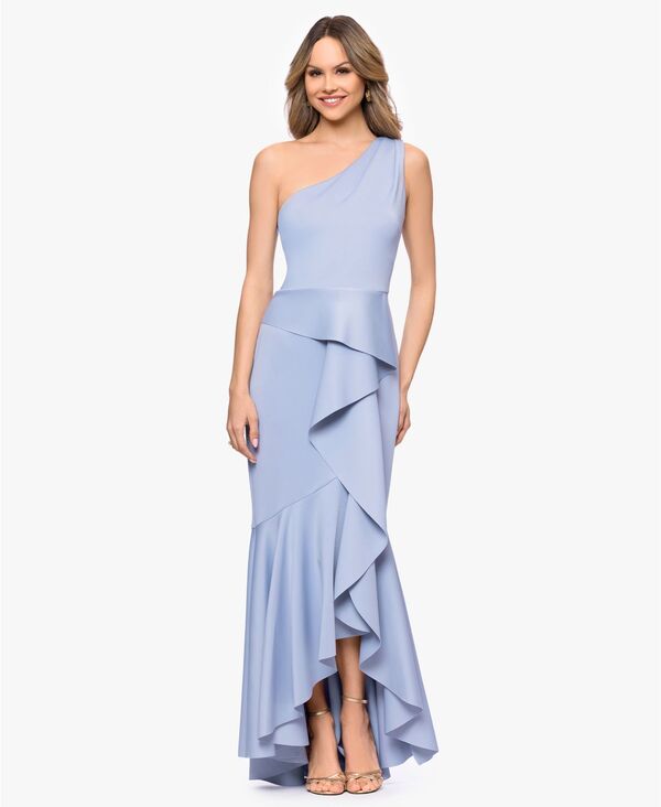 ベッツィアンドアダム レディース トップス ワンピース フリル ワンショルダー Betsy & Adam Women's One-Shoulderuffle Detail Gown SKY BLUE ブルー｜ReVida 店